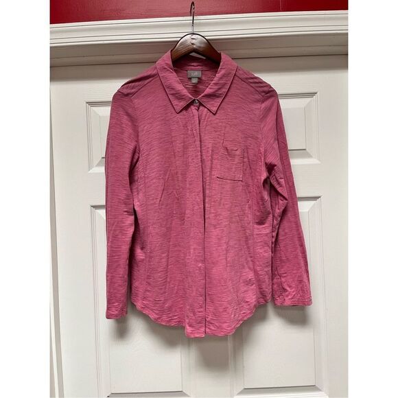J. Jill Punk Hidden Button Button Down Shirt sz LP EUC - Picture 1 of 7